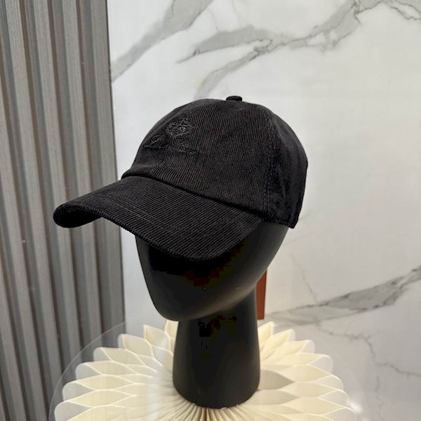 Loro Piana Corduroy Baseball Cap with Adjustable strap in black