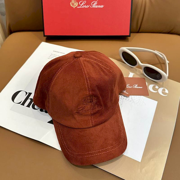 Loro Piana Corduroy Baseball Cap with Adjustable Strap in caramel brown