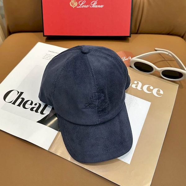 Loro Piana Corduroy Baseball Cap with Adjustable strap in dark blue