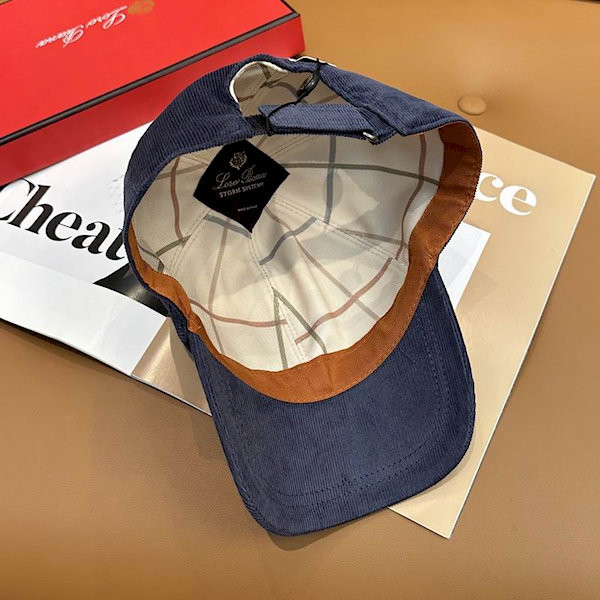 Loro Piana Corduroy Baseball Cap with Adjustable strap in dark blue