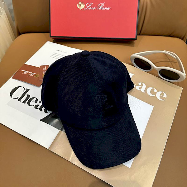 Loro Piana Corduroy Baseball Cap with Adjustable strap in navy blue