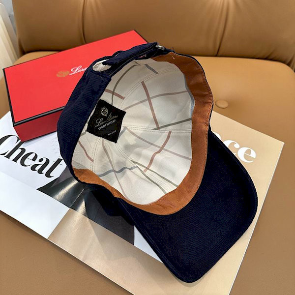 Loro Piana Corduroy Baseball Cap with Adjustable strap in navy blue
