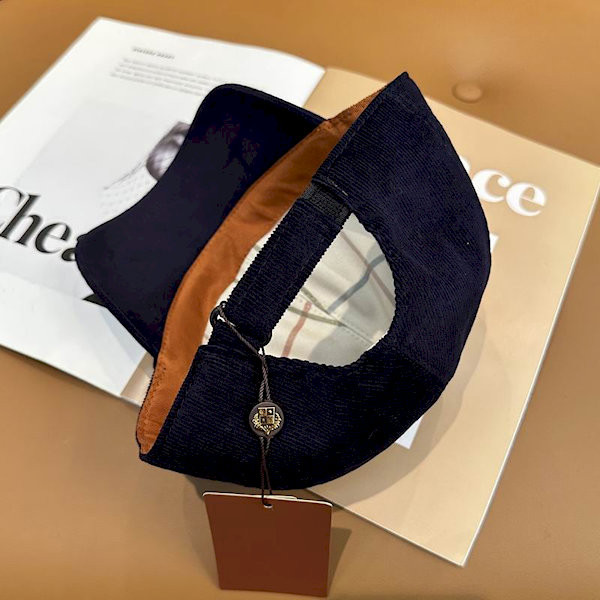 Loro Piana Corduroy Baseball Cap with Adjustable strap in navy blue