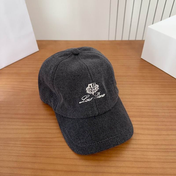 Loro Piana Denim Baseball Cap with Adjustable strap in black and white