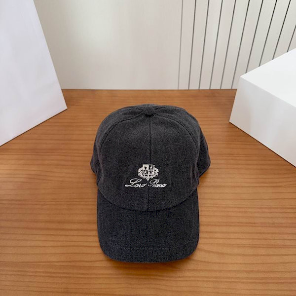 Loro Piana Denim Baseball Cap with Adjustable strap in black and white