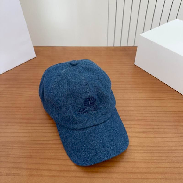 Loro Piana Denim Baseball Cap with Adjustable strap in dark blue