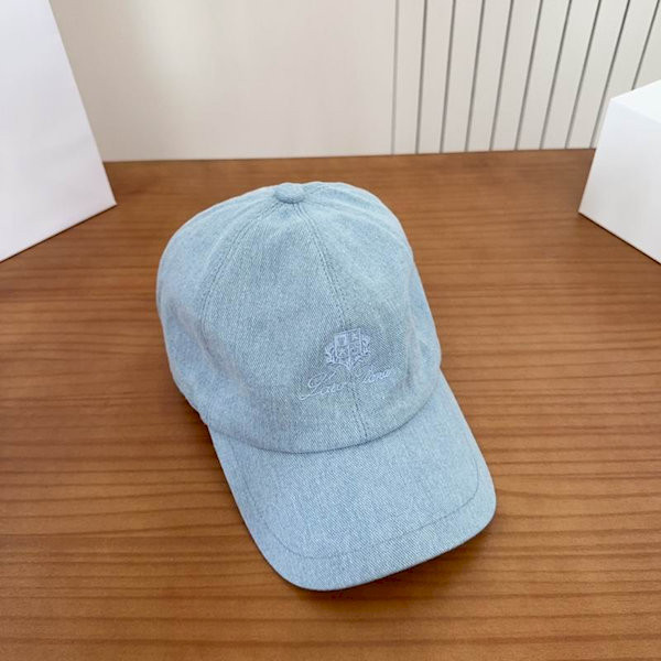 Loro Piana Denim Baseball Cap with Adjustable strap in light blue