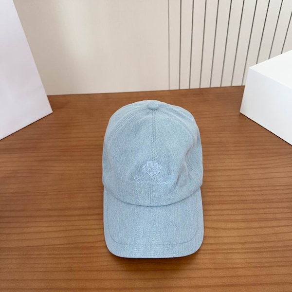 Loro Piana Denim Baseball Cap with Adjustable strap in light blue