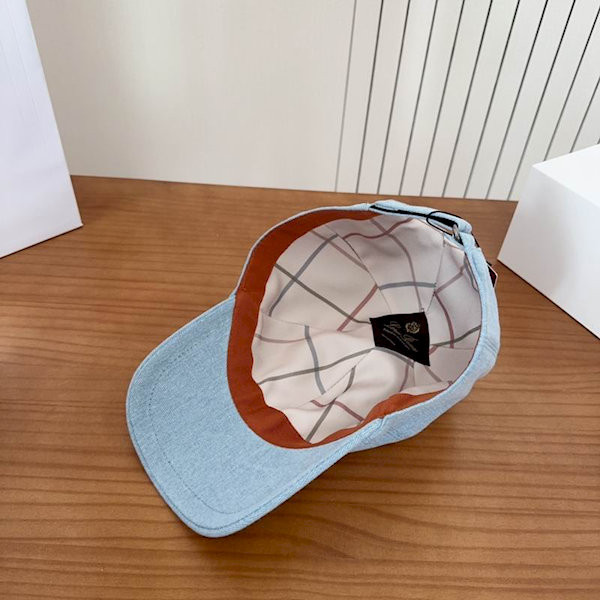 Loro Piana Denim Baseball Cap with Adjustable strap in light blue and white