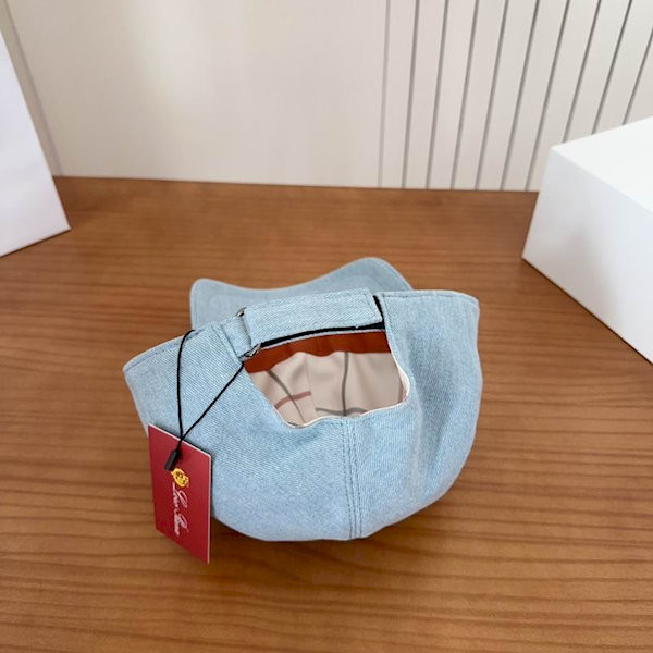 Loro Piana Denim Baseball Cap with Adjustable strap in light blue and white
