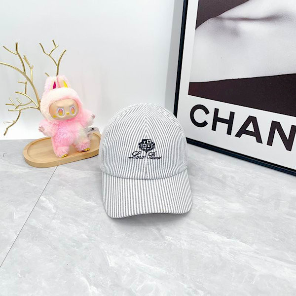 Loro Piana Embroidered Striped Linen Baseball Cap with Elasticated back in black