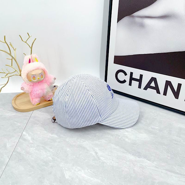 Loro Piana Embroidered Striped Linen Baseball Cap with Elasticated back in navy blue