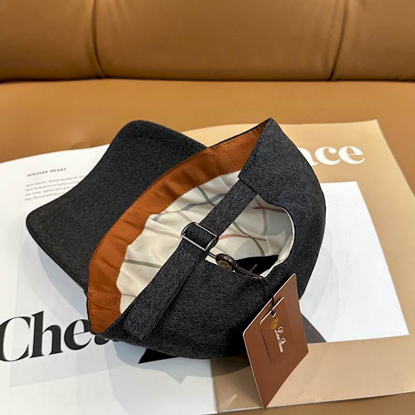 Loro Piana Linen Baseball Cap with Adjustable strap in black grey