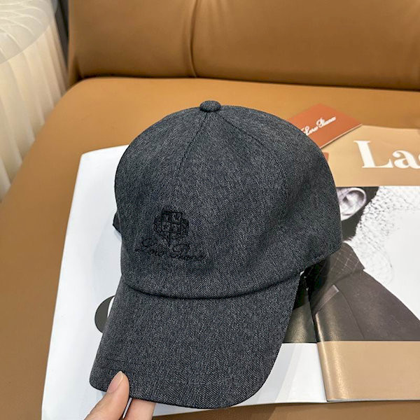 Loro Piana Linen Baseball Cap with Adjustable strap in black grey