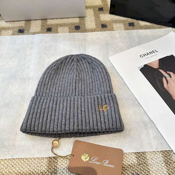 Loro Piana Men's / Women's Logo-Embroidered Ribbed Cashmere Beanie in gray