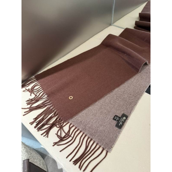 Loro Piana Men's / Women's Baby Cashmere Two-Tone Fringed Scarf in dark brown and beige