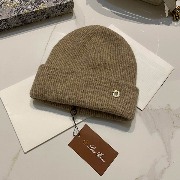 Loro Piana Men's / Women's Fine Rib Knit Blend Beanie in brown