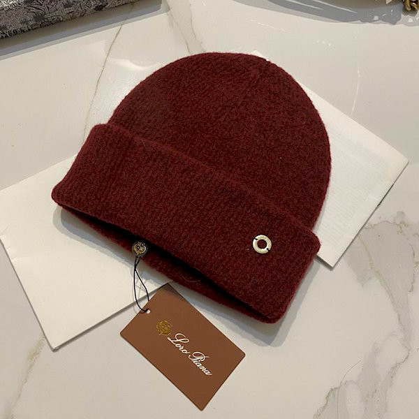 Loro Piana Men's / Women's Fine Rib Knit Blend Beanie in burgundy