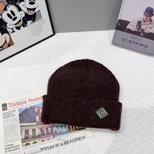 Loro Piana Men's / Women's Fine Rib Knit Blend Beanie with Brand Logo in dark brown