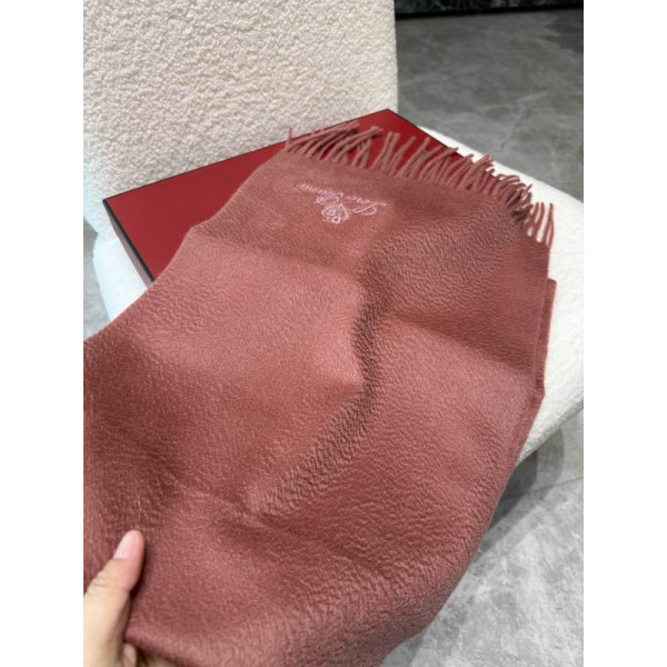 Loro Piana Men's / Women's Grande Unita Cashmere Scarf in red brown