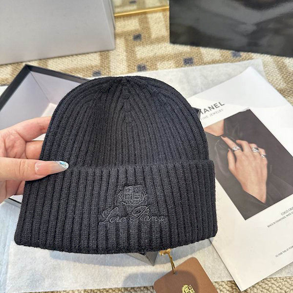 Loro Piana Men's / Women's Ribbed Knit Beanie in black