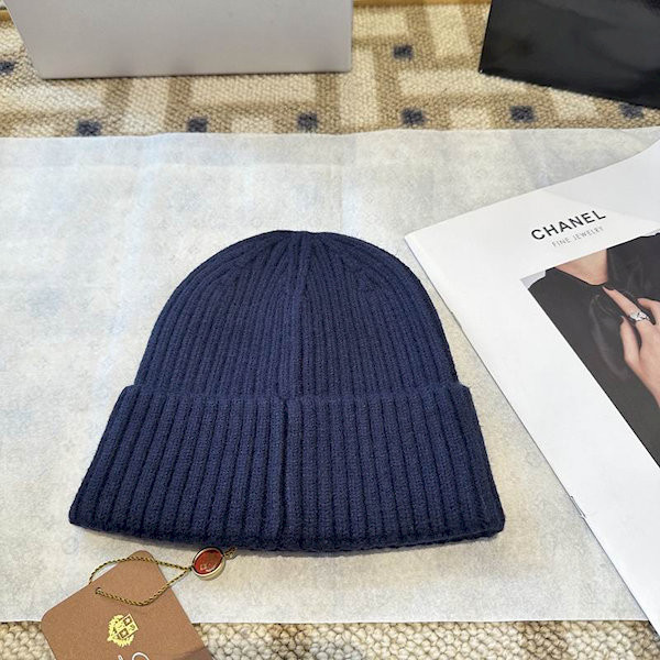 Loro Piana Men's / Women's Ribbed Knit Beanie in navy blue