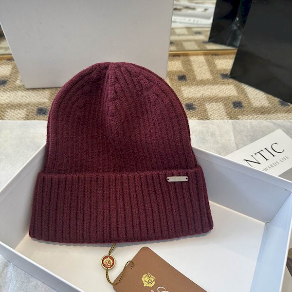 Loro Piana Men's / Women's Ribbed Cashmere Beanie in burgundy