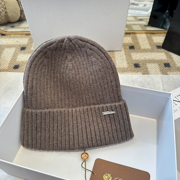 Loro Piana Men's / Women's Ribbed Cashmere Beanie in grayish brown