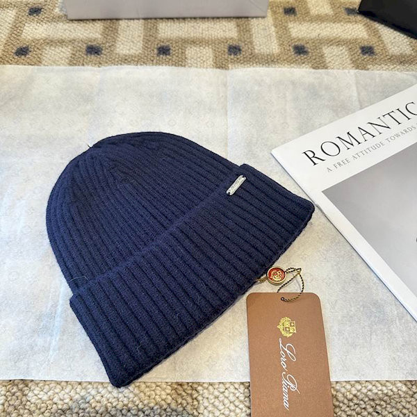 Loro Piana Men's / Women's Ribbed Cashmere Beanie in navy blue