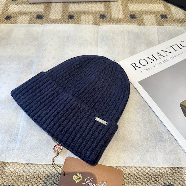 Loro Piana Men's / Women's Ribbed Cashmere Beanie in navy blue