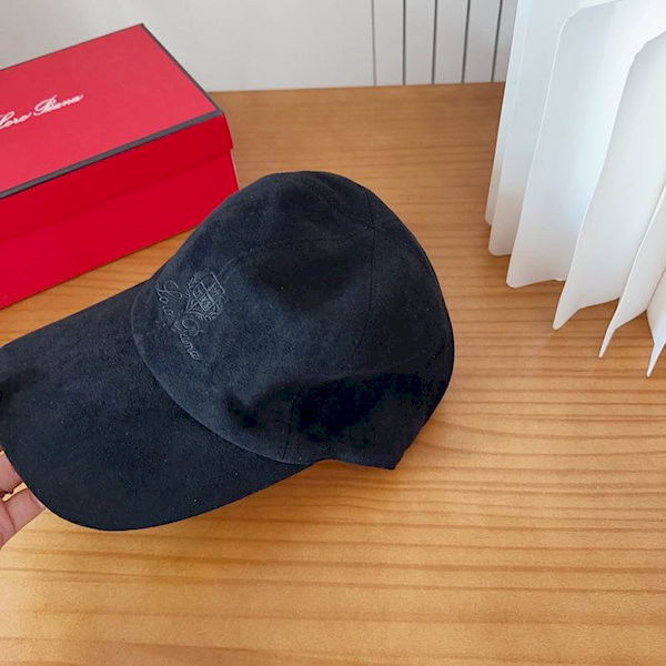 Loro Piana Suede Baseball Cap with Adjustable strap in black