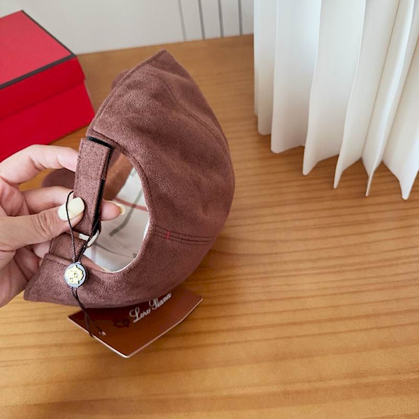 Loro Piana Suede Baseball Cap with Adjustable strap in caramel brown