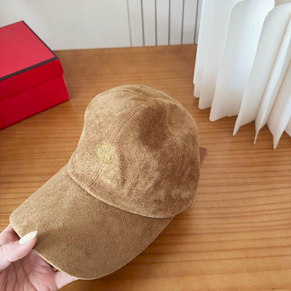 Loro Piana Suede Baseball Cap with Adjustable strap in dark beige