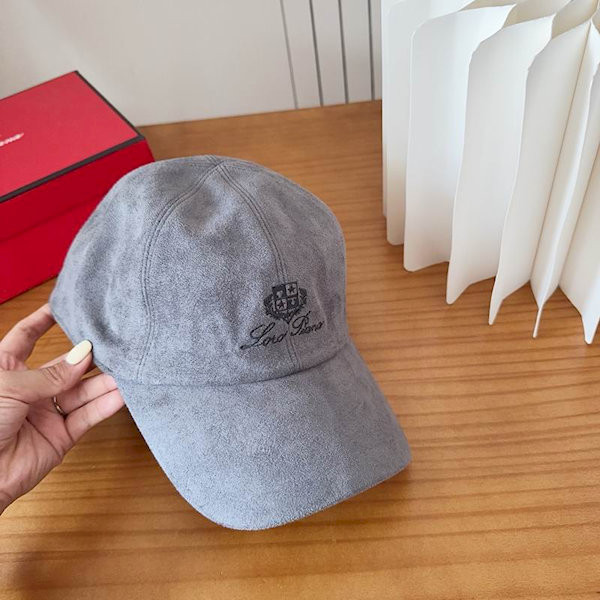 Loro Piana Suede Baseball Cap with Adjustable strap in grey