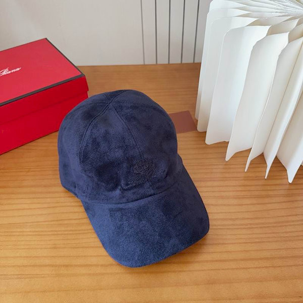 Loro Piana Suede Baseball Cap with Adjustable strap in navy blue