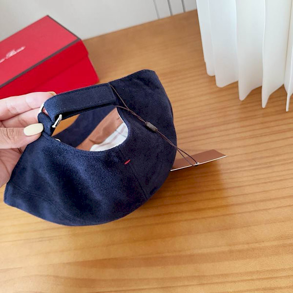 Loro Piana Suede Baseball Cap with Adjustable strap in navy blue