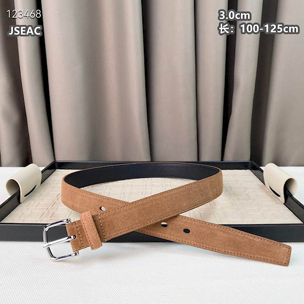 Loro Piana Alsavel Belt Split Calf Suede Leather Strap 30mm with Silver Buckle in Camel