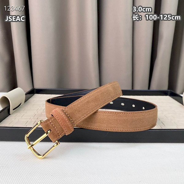 Loro Piana Alsavel Belt Split Calf Suede Leather Strap 30mm with Gold Buckle in Camel
