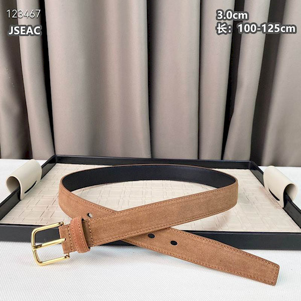 Loro Piana Alsavel Belt Split Calf Suede Leather Strap 30mm with Gold Buckle in Camel
