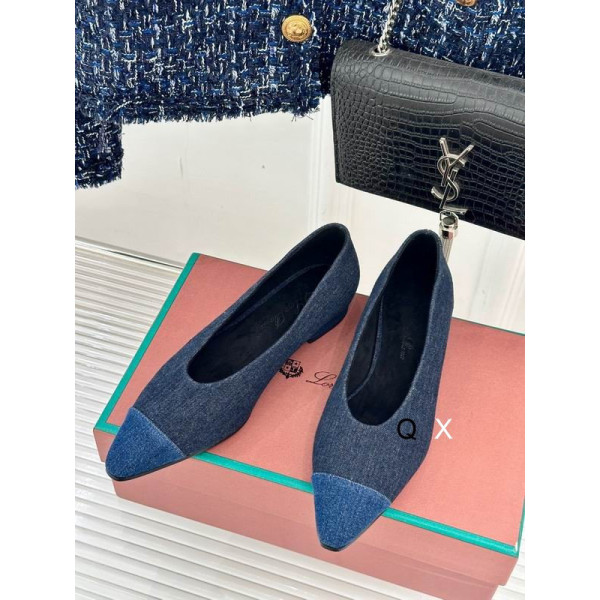 Loro Piana Women's Rebecca Flat Ballet Sandals / Denim Blue