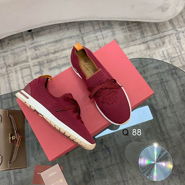Loro Piana Women's Flexy Walk Sports Shoes / Burgundy With Shoelaces