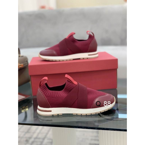 Loro Piana Women's Flexy Walk Sports Shoes / Burgundy With Elastic Band