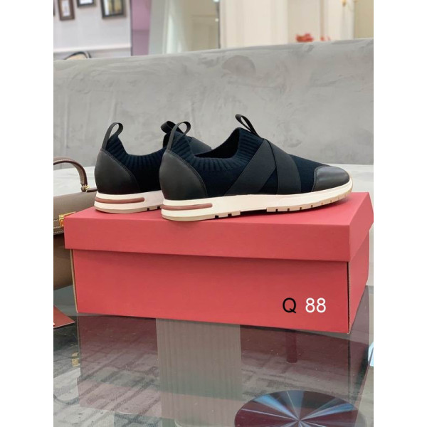 Loro Piana Women's Flexy Walk Sports Shoes / Black With Elastic Band