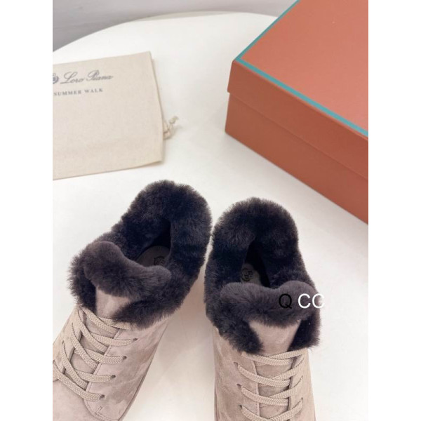 Loro Piana Women's Fleece-l/ed Suede Sneakers / Khaki