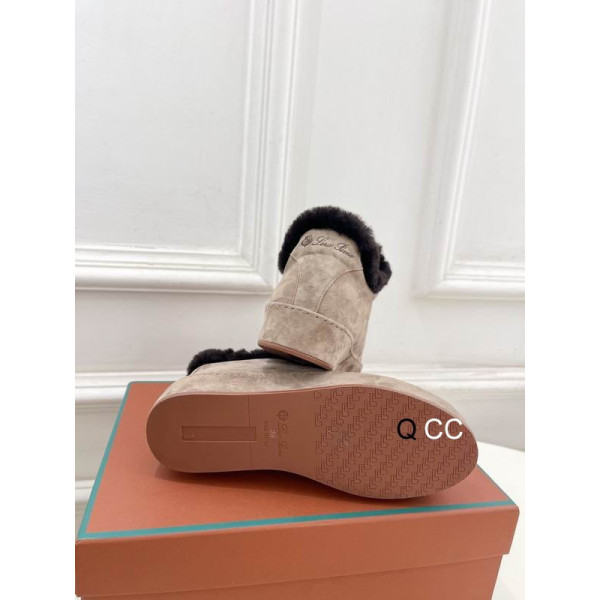 Loro Piana Women's Fleece-l/ed Suede Sneakers / Khaki
