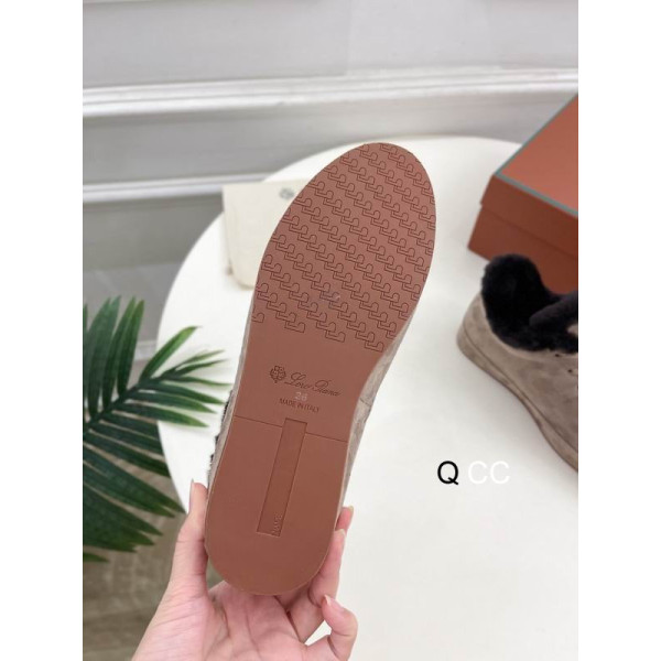 Loro Piana Women's Fleece-l/ed Suede Sneakers / Khaki