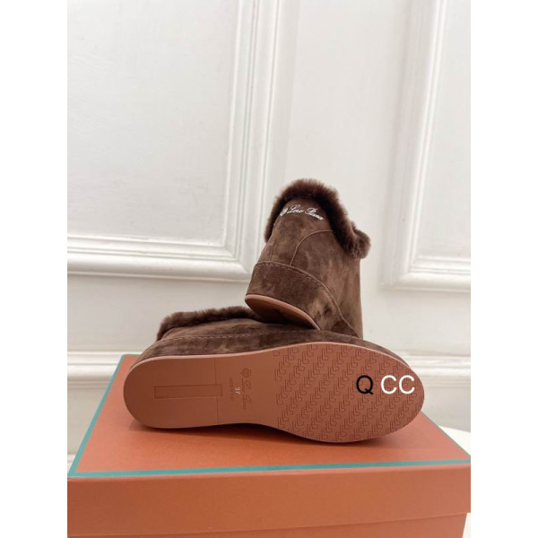 Loro Piana Women's Fleece-l/ed Suede Sneakers / Brown