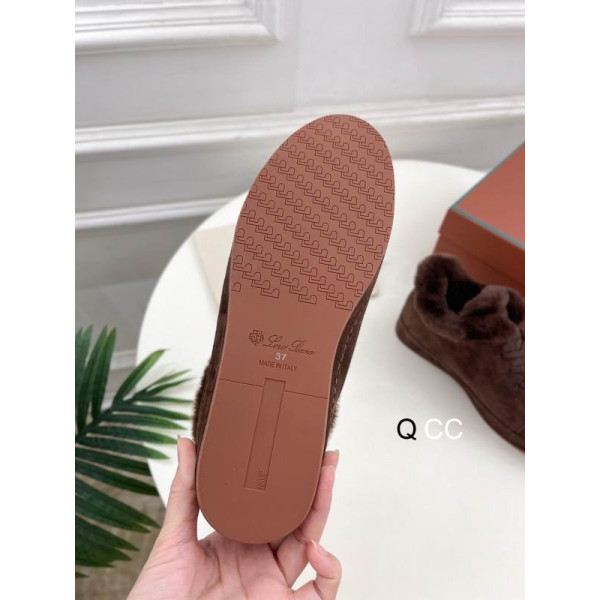 Loro Piana Women's Fleece-l/ed Suede Sneakers / Brown