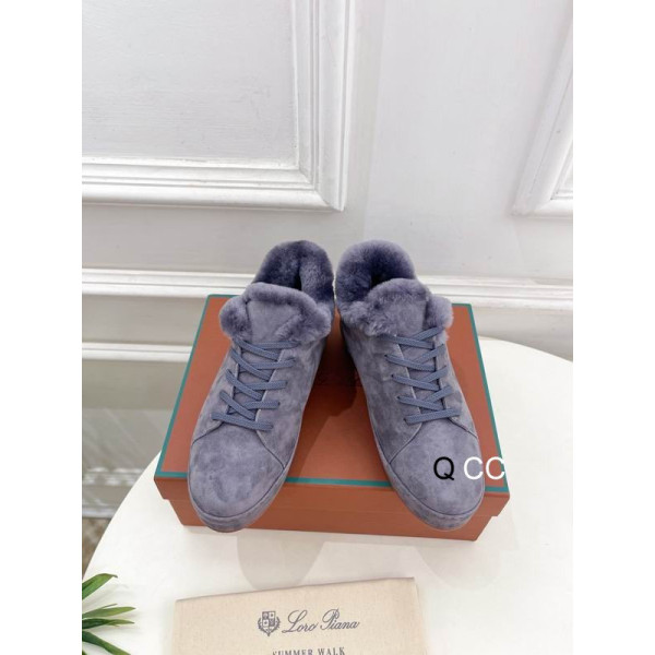 Loro Piana Women's Fleece-l/ed Suede Sneakers / Purple