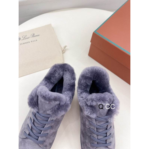Loro Piana Women's Fleece-l/ed Suede Sneakers / Purple